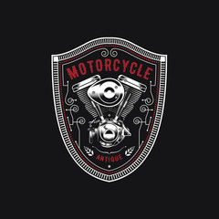 vintage motorcycle twine engine emblem logo design inspiration.