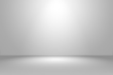 Abstract Empty White And Gray Gradient Soft Light Background Of Studio Room For Art Work Design.