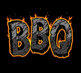 Sticker - Typographic fiery BBQ lettering