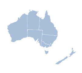 Wall Mural - Australian continent with the contours of countries. Vector drawing