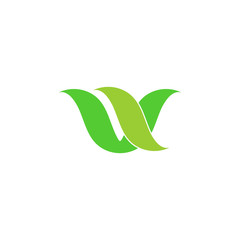 symbol vector of letter v curves leaf design