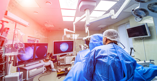 Cuadros en Lienzo Hospital interior with operating surgery table, lamps and ultra modern devices, technology in modern clinic