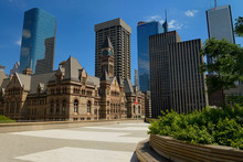 Rooftop Garden And Patio At Toronto City Hall With Old City Hall And Highrise Towers