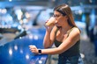 © Krakenimages.com - Young beautiful woman leaning on counter bar drinking glass of coffee at restaurant