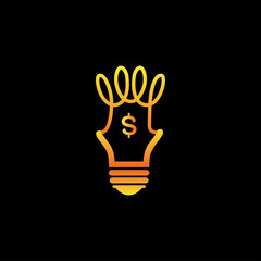 Poster - Creative abstract bulb electric lamp with dollar sign logo design