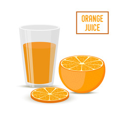 Vector orange juice with fruit. Healthy drink