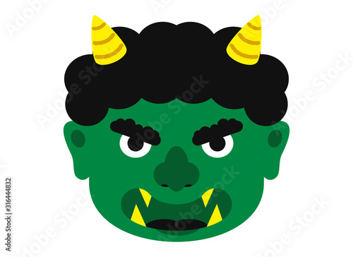 イラスト 鬼 おに オニ 節分 豆まき 素材 表情 顔 緑鬼 ミドリオニ 緑 みどり ベクター有 Stock Vector Adobe Stock