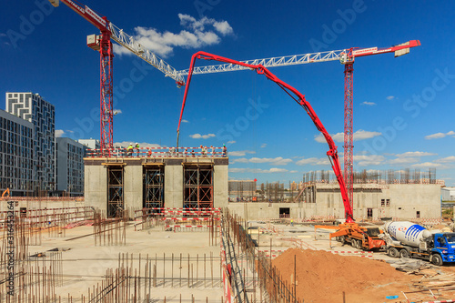 concrete pump building under construction Poster Mural XXL
