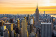 New york City architecture with Manhattan skyline at dusk , NY, USA. View from above.