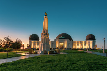 Griffith Observatory at sunrise, near Los Angeles and the Hollywood Bowl