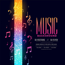 Colorful Music Flyer Party Background With Notes