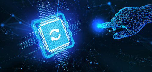 Upgrade.Update software computer program.  Business, technology, internet and networking concept.