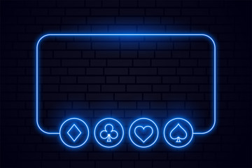 Wall Mural - casino playing card neon symbols frame background