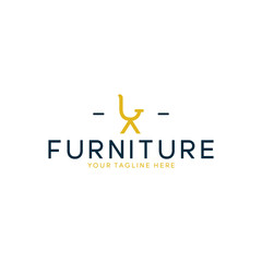 Furniture and interior logo design template with chair icon.