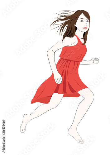 スカート姿で髪をなびかせて走る女性 Stock Illustration Adobe Stock スカート姿で髪をなびかせて走る女性 Stock Illustration Adobe Stock