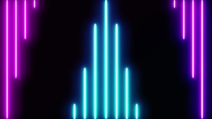 Wall Mural - abstract light neon frame on black background. laser show looped animation . 4k video