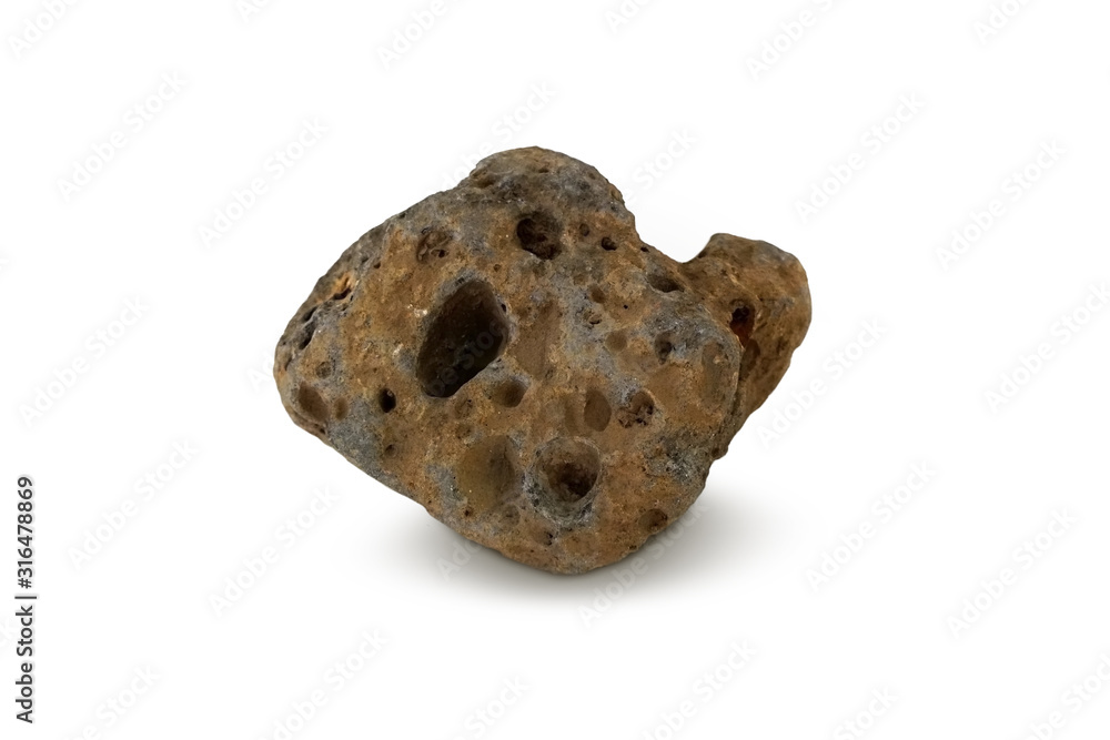 basalt on white background. A basalt is a fine-grained basic igneous ...
