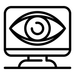 Poster - Big eye on monitor icon. Outline big eye on monitor vector icon for web design isolated on white background