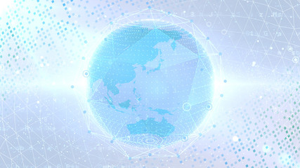 Earth on Digital Network concept background Japan Australia