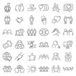 Friendship icons set. Outline set of friendship vector icons for web design isolated on white background
