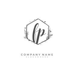 Handwritten initial letter F P FP for identity and logo. Vector logo template with handwriting and signature style.