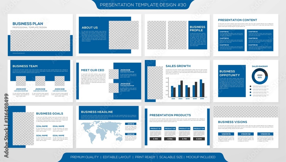 set of business presentation template with minimalist layout and modern concept, use for business profile and annual report - obrazy, fototapety, plakaty 