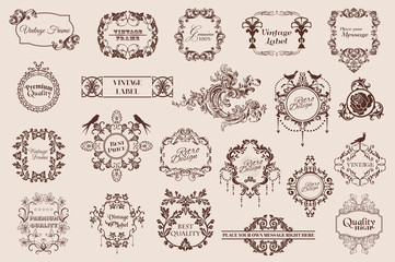 Sticker - element set of calligraphic elements for design and scrapbook in vector