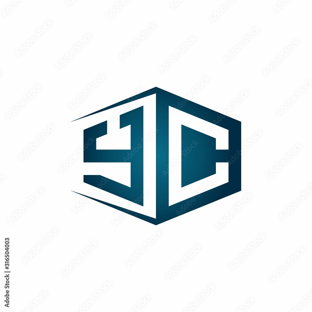 Vector de Stock YC monogram logo with hexagon shape and negative space ...