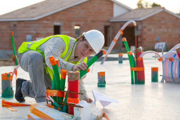 Building Inspector Looking House Construction Project