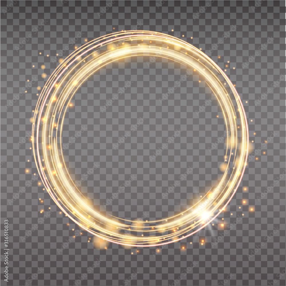 Bright halo. Abstract glowing circles. Light optical effect halo on transparent background. Vector illustration, eps10 - obrazy, fototapety, plakaty 