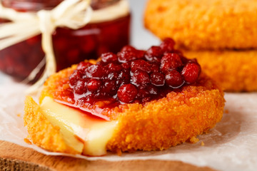 Wall Mural - fried camembert with cranberry sauce