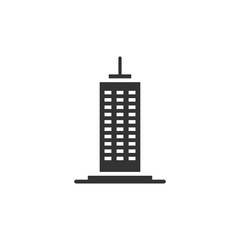 Building icon in flat style. Town skyscraper apartment vector illustration on white isolated background. City tower business concept.