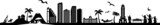 Fototapeta Nowy Jork - island, sun, beach, palm, outline, apartment, skyscraper, white, view, vector, urban, travel, modern, landscape, landmark, isolated, illustration, house, graphic, downtown, cityscape, city, building, 