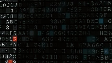 Wall Mural - 3d rendering of computer screen with cryptographic security binary code with scanning lights