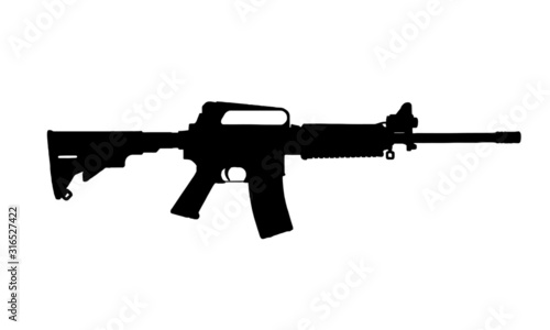 Fotografía black silhouette of gun on white background