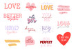 © miobuono - Set of cute romantic typography quotes for Valentines Day. Romantic typography perfect for prints. Editable vector illustration.