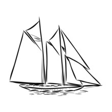 sailing ship on white background
