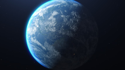 Wall Mural - Earth and galaxy. Elements of this image furnished by NASA. 3d illustration.