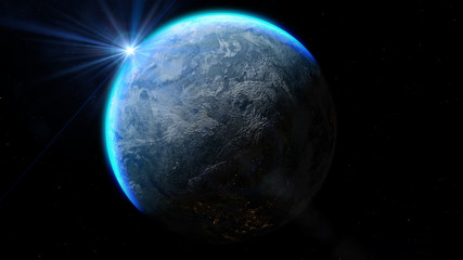 Wall Mural - Planet Earth with a spectacular sunset. Elements of this image furnished by NASA.