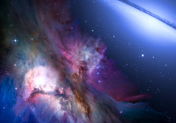 Fototapete - Nebula and galaxies in space. Abstract cosmos background