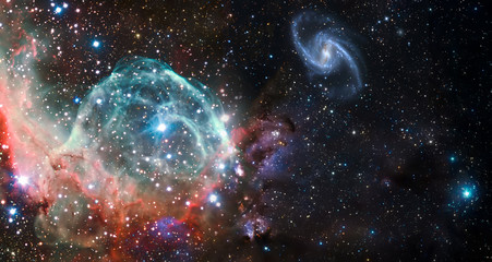 Fototapete - Nebula and galaxies in space. Abstract cosmos background