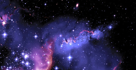 Fototapete - Nebula and galaxies in space. Abstract cosmos background
