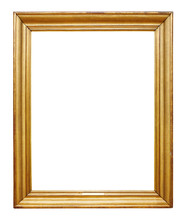 Picture Gold Wooden Frame For Design On White  Background