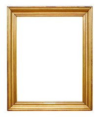 Picture gold wooden frame for design on white  background