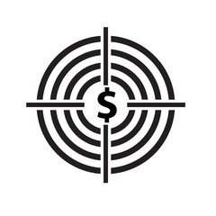 Wall Mural - funds hunting icon on white background. flat style. stereoscopic image money target icon. dollar sym