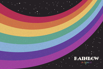 Canvas Print - Rainbow in space. Starry sky. LGBT flag. Abstract vector colorful background for design or print