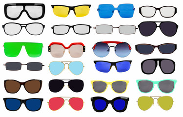 Sticker - A set of sunglasses on a white background for drawing on a portrait of an isolated