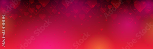 Fotomural Red banner with valentines hearts