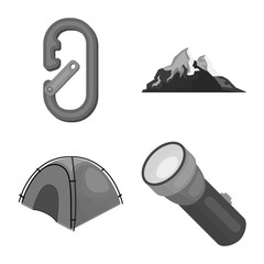 Wall Mural - Vector design of mountaineering and peak icon. Collection of mountaineering and camp vector icon for stock.