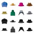 Isolated object of headgear and cap sign. Collection of headgear and accessory vector icon for stock.
